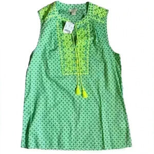 J.Crew neon green and yellow embroidered sleeveless top